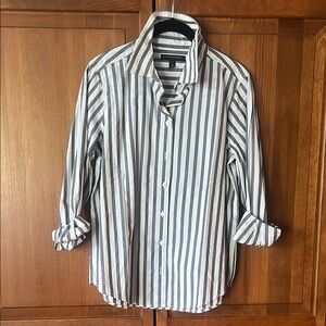 Banana Republic Black and White Striped Button Down Shirt